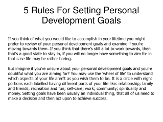 5 Rules For Setting Personal Development Goals