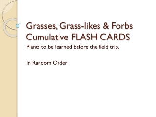 Grasses, Grass-likes &amp; Forbs Cumulative FLASH CARDS