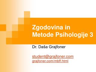 Zgodovina in Metode Psihologije 3
