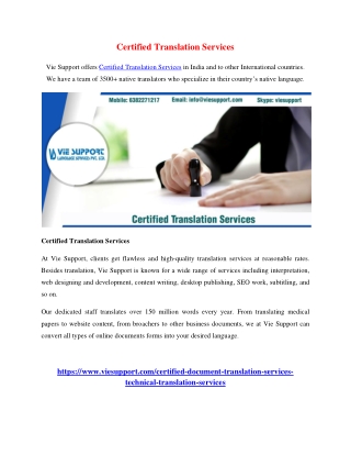 Certified Translation Services