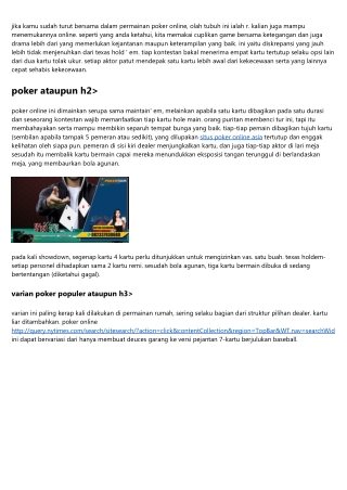 Poker Online Bersama Uang Asli