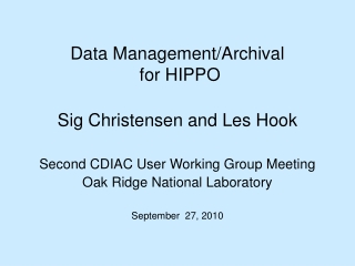 Data Management/Archival for HIPPO