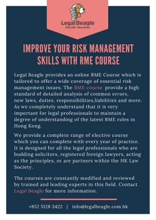 Improve Your Risk Management Skills with RME Course