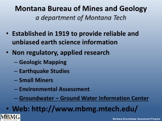 Montana Bureau of Mines and Geology a department of Montana Tech