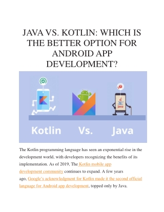 JAVA VS. KOTLIN: WHICH IS THE BETTER OPTION FOR ANDROID APP DEVELOPMENT?