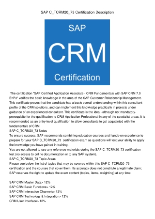 SAP C_TCRM20_73