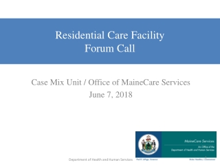 Residential Care Facility Forum Call