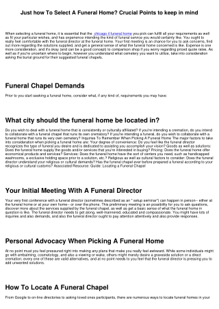 Exactly how To Pick A Funeral Chapel? Crucial Things to bear in mind