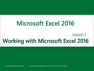 Working with Microsoft Excel 2016