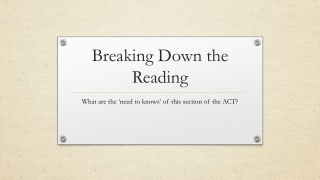 Breaking Down the Reading