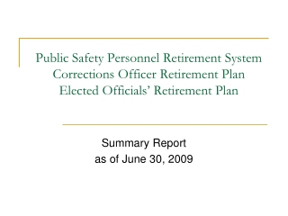 Summary Report as of June 30, 2009