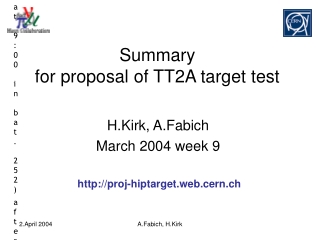 Summary for proposal of TT2A target test