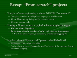 Recap: “From scratch” projects