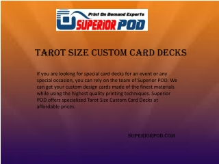 Tarot Size Custom Card Decks