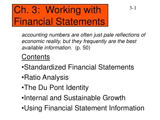 Ch. 3: Working with Financial Statements