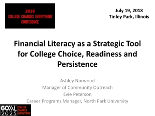 Financial Literacy as a Strategic Tool for College Choice, Readiness and Persistence
