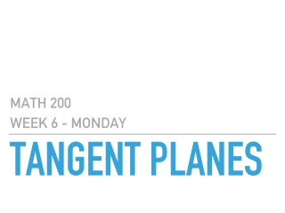 Tangent Planes