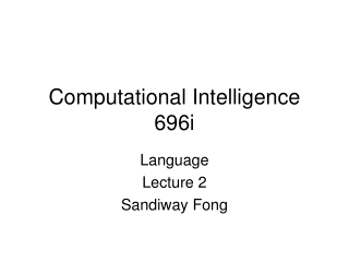 Computational Intelligence 696i