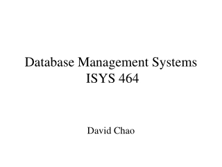 Database Management Systems ISYS 464