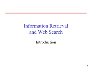 Information Retrieval and Web Search