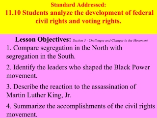 Lesson Objectives: Section 3 - Challenges and Changes in the Movement