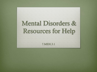 Mental Disorders &amp; Resources for Help