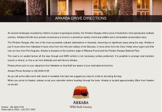 ARKABA DRIVE DIRECTIONS