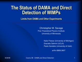 The Status of DAMA and Direct Detection of WIMPs Limits from DAMA and Other Experiments