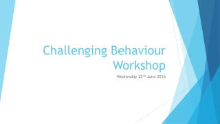 Challenging Behaviour Workshop