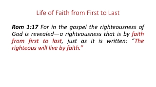 Life of Faith from First to Last