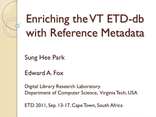 Enriching the VT ETD- db with Reference Metadata