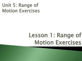 Unit 5: Range of Motion Exercises