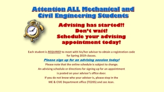 Advising has started!! Don’t wait! Schedule your advising appointment today!