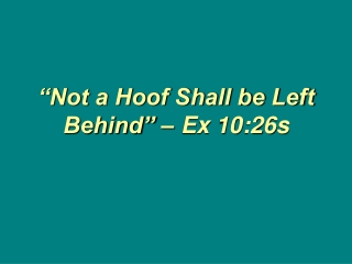 “Not a Hoof Shall be Left Behind” – Ex 10:26s