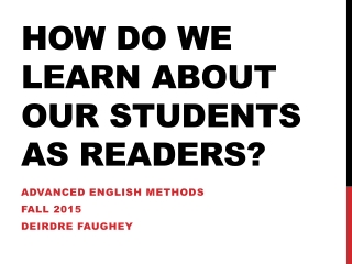 How do we learn about our students as readers?