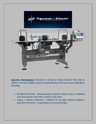 High Speed Checkweighers Packed With Unique Features