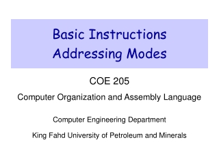 Basic Instructions Addressing Modes