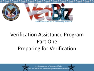 Verification Assistance Program Part One Preparing for Verification