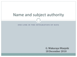 Name and subject authority