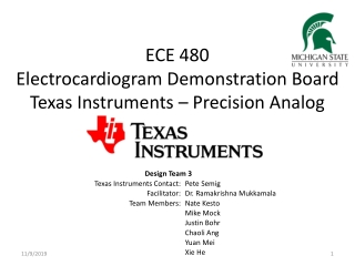 ECE 480 Electrocardiogram Demonstration Board Texas Instruments – Precision Analog