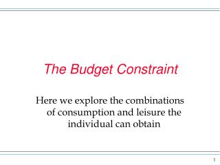 The Budget Constraint