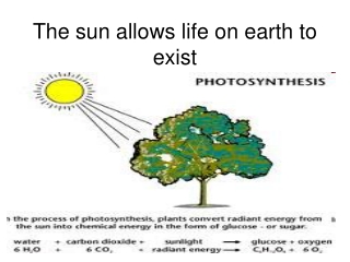 The sun allows life on earth to exist