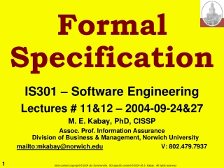 Formal Specification