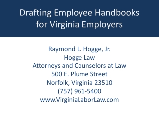 Drafting Employee Handbooks for Virginia Employers