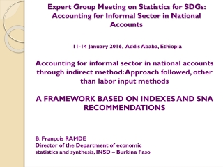 Expert Group Meeting on Statistics for SDGs: Accounting for Informal Sector in National Accounts