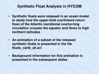 Synthetic Float Analysis in HYCOM