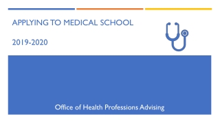 Applying to Medical School 2019-2020