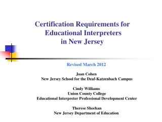 Certification Requirements for Educational Interpreters in New Jersey