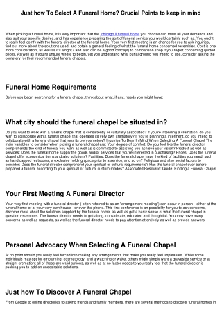 How To Choose A Funeral Chapel? Essential Things to bear in mind
