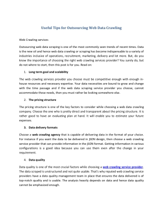 Useful Tips for Outsourcing Web Data Crawling